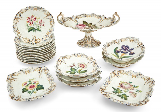 English Porcelain Botanical Dessert Service