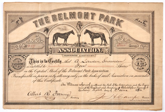 The Belmont Park Association Certificate