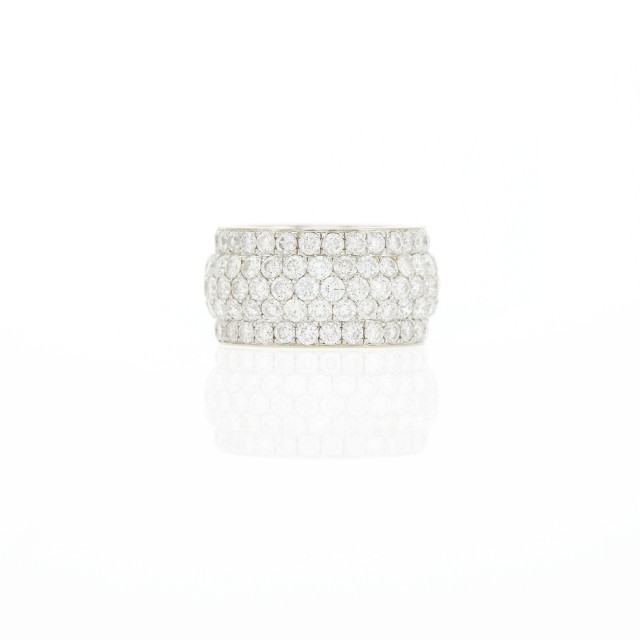 Wide White Gold and Diamond Bombé Band Ring