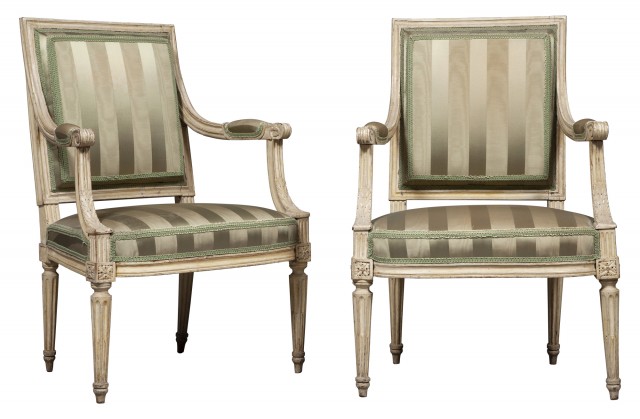 Pair of Louis XVI Painted Fauteuils