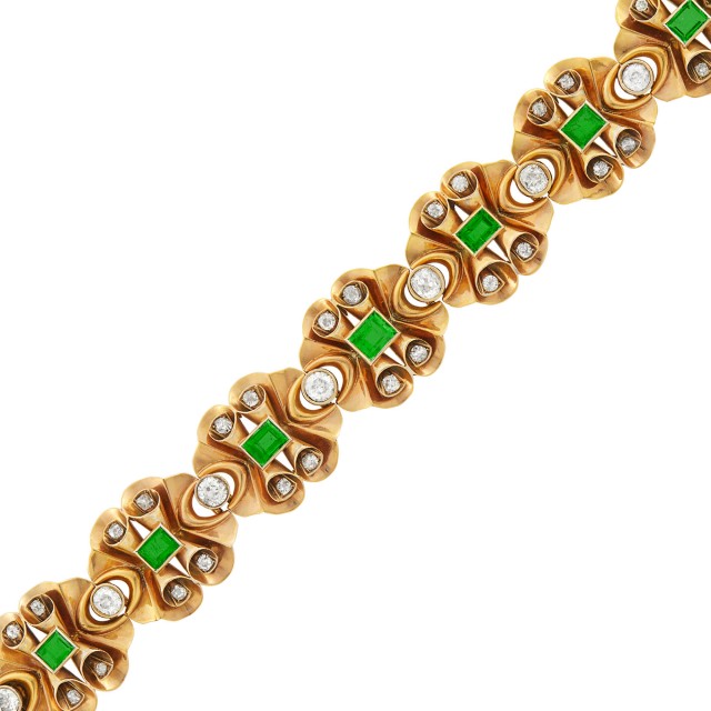 Gold, Emerald and Diamond Bracelet