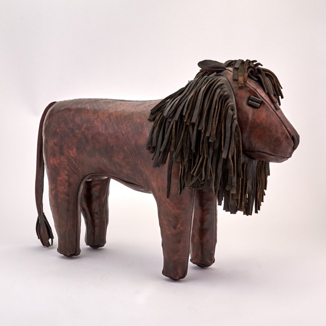 Leather Lion Foot Stool