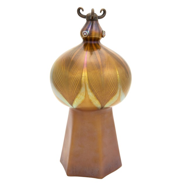 Tiffany Moorish Style Bronze-Mounted Favrile Glass Hanging Shade