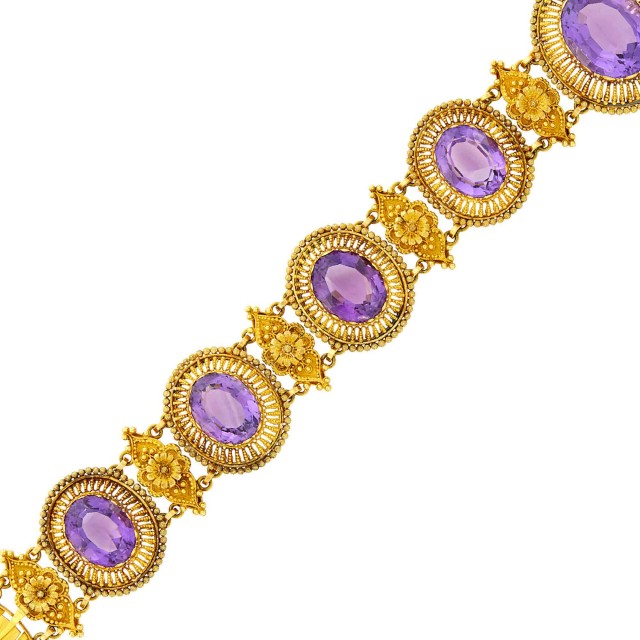 Antique Gold and Amethyst Bracelet