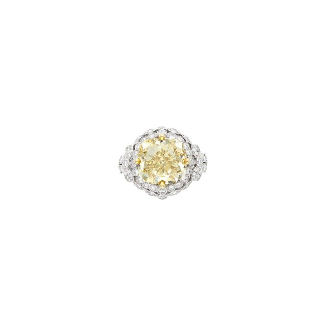 Platinum, Fancy Brownish Yellow Diamond and Diamond Ring