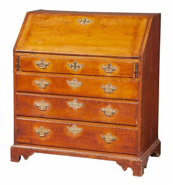 Chippendale Figured Maple Slant-Front Desk
