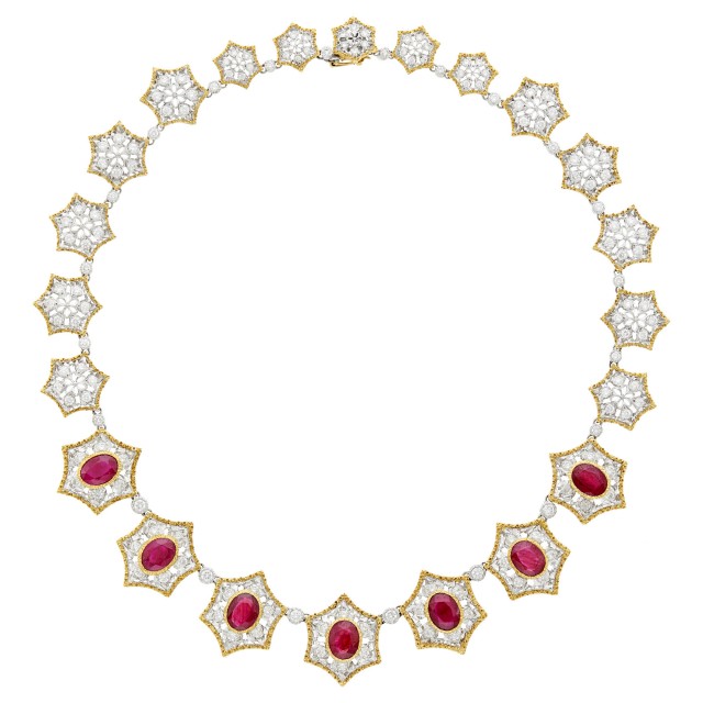 Mario Buccellati Two-Color Gold, Ruby and Diamond Necklace