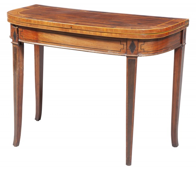 George III Inlaid Mahogany Fold-Over Games Table