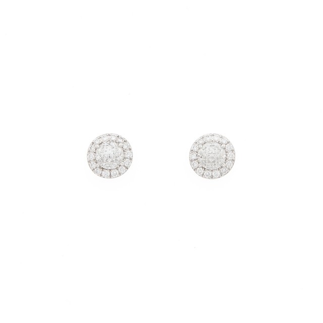 Pair of White Gold and Diamond Earrings