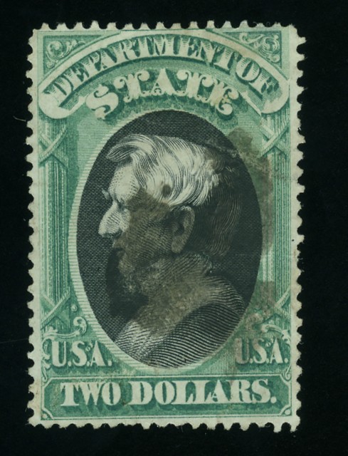 United States State Department 1873 $2 Green and Black Scott O68