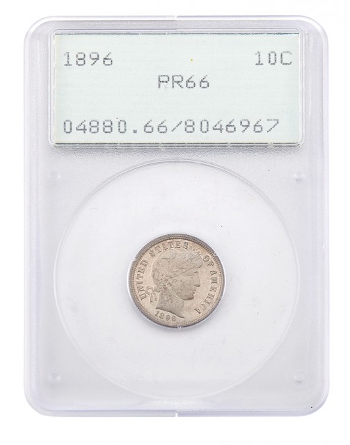 United States 1896 Barber Dime Proof 66