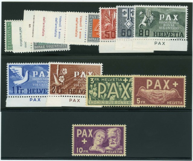 Switzerland 1945 Peace Issue Set Scott 293-305, B145