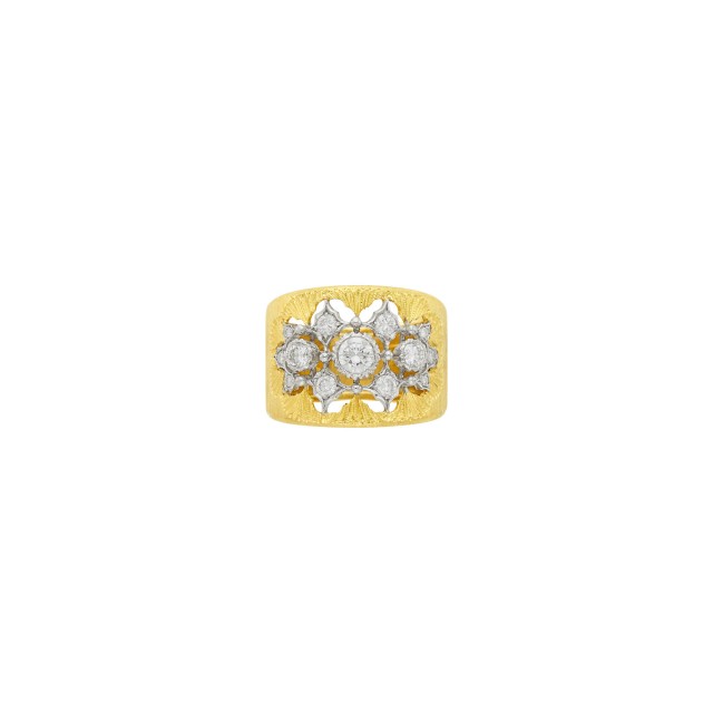 Mario Buccellati Wide Two-Color Gold and Diamond Band Ring