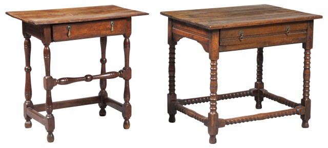 Two Charles II Oak Side Tables