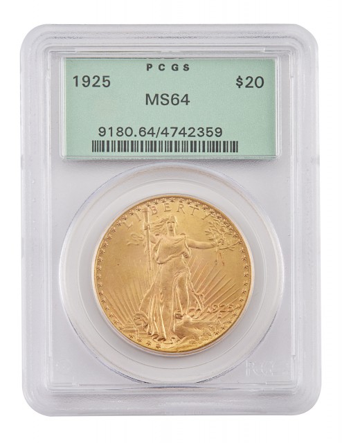 United States 1925 $20 St. Gaudens PCGS MS64