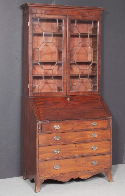 George III Mahogany Bureau Bookcase