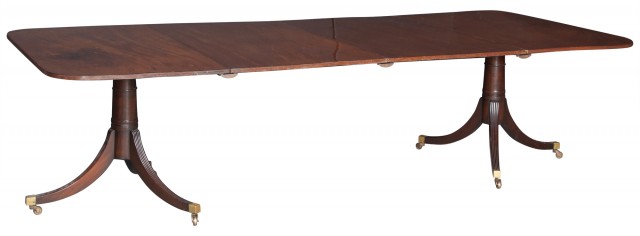 George III Style Mahogany Double Pedestal Dining Table