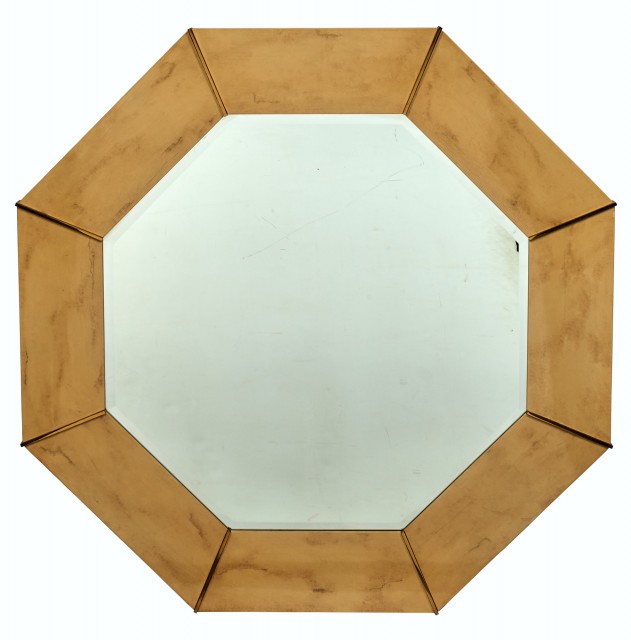 Karl Springer Brass and Lacquered Wood Mirror