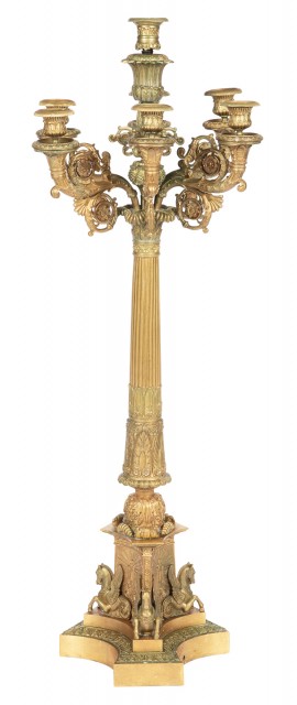 Restauration Gilt-Bronze Seven-Branch Candelabrum