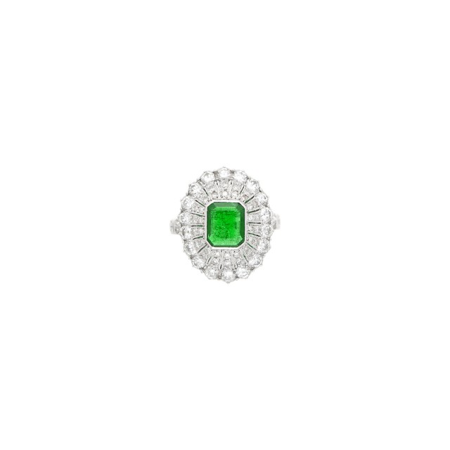 Buccellati Platinum, Emerald and Diamond Ring
