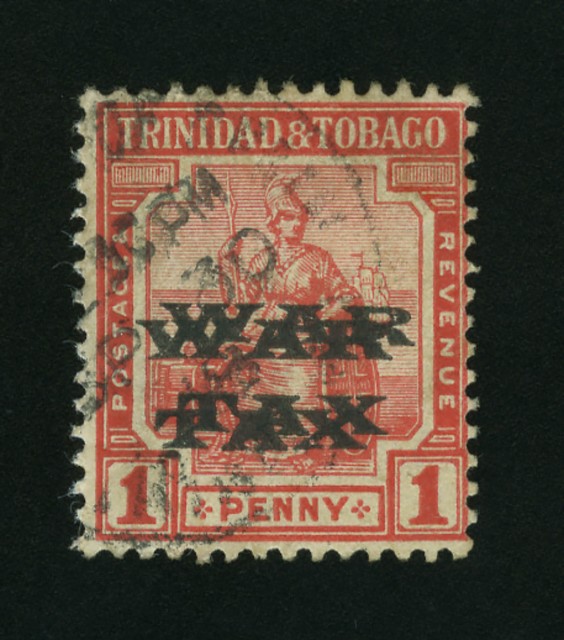 Trinidad and Tobago War Tax 1918 1 Penny Double Overprint Scott MR11a