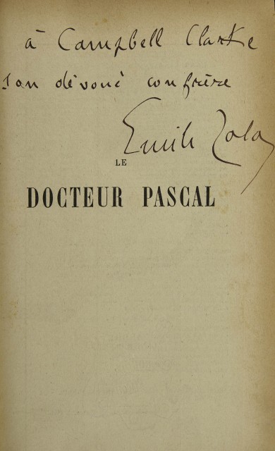 ZOLA, ÉMILE  Le Docteur Pascal.