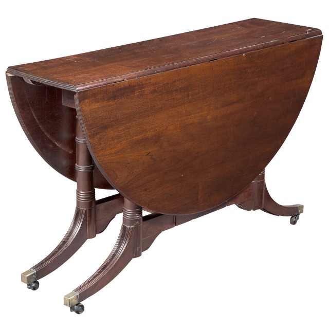 Regency Mahogany and Part-Ebonized Cumberland-Action Dining Table