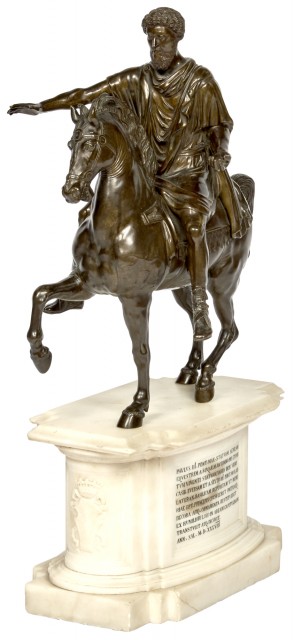 Grand Tour Patinated Bronze Equestrian Statue of Marcus Aurelius
