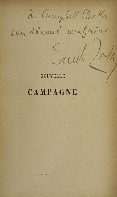 ZOLA, ÉMILE  Nouvelle Campagne 1896.