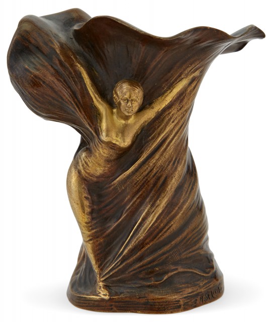 Norwegian Art Nouveau Patinated Bronze Figural Bud Vase