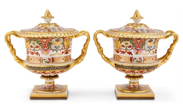 Pair of Worcester, Flight Barr and Barr Gilt Decorated Porcelain Fruit Coolers