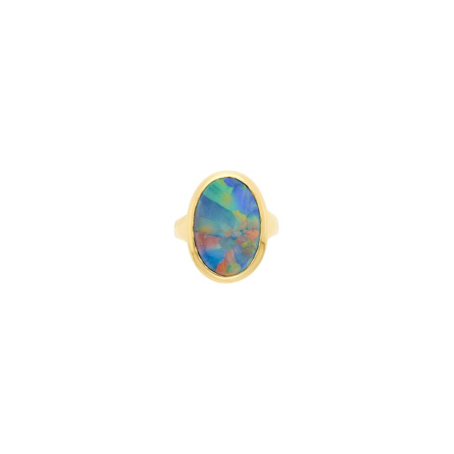Gold and Black Opal Ring