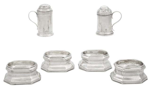 Assembled Set of Four George I/II Sterling Silver Trencher Salts