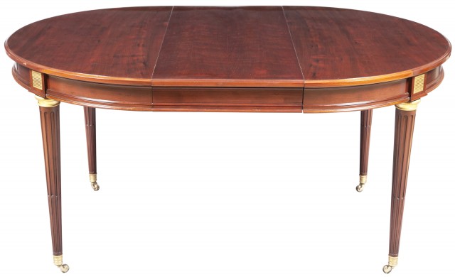 Louis XVI Style Mahogany and Gilt-Bronze-Mounted Extension Dining Table