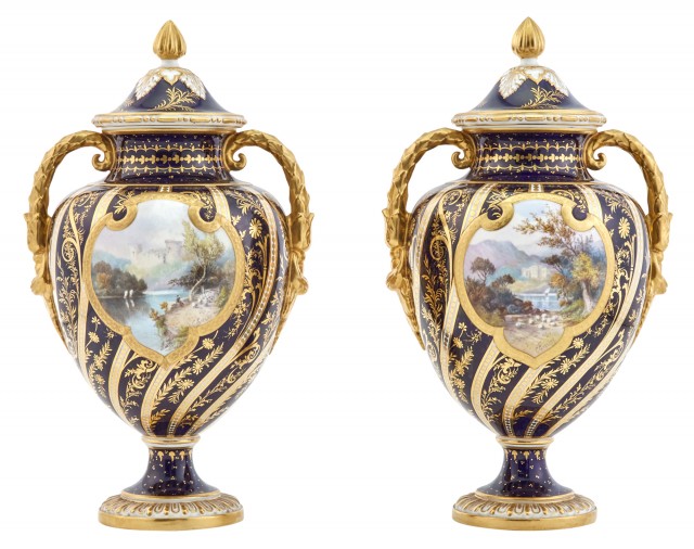 Pair of Royal Crown Derby Porcelain Vases