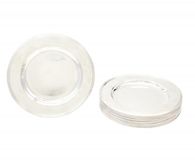 Set of Twelve Austrian Silver Dinner Plates