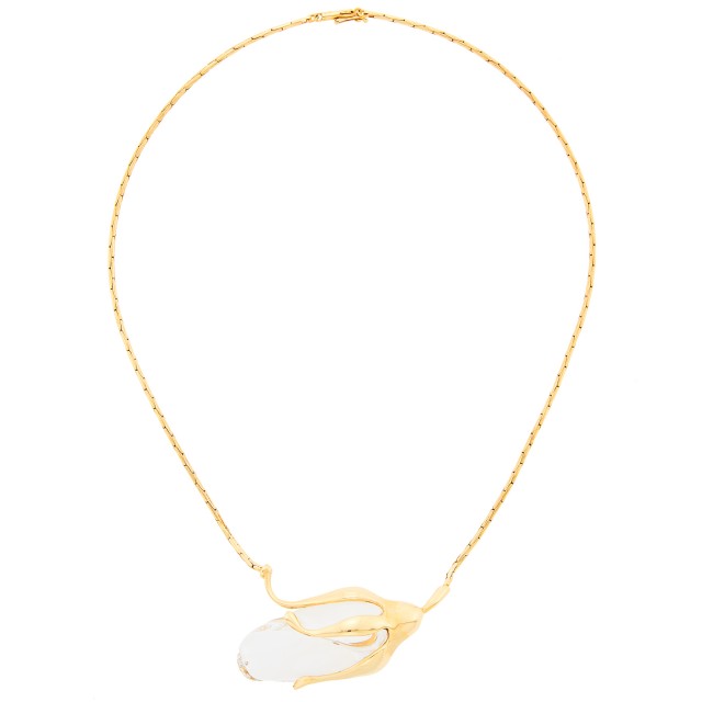 Steuben Glass Rose Bud Pendant-Necklace