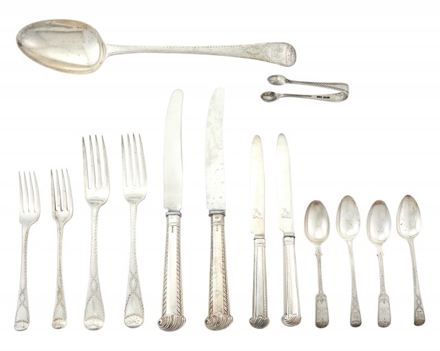 Assembled Georgian Sterling Silver Flatware Service