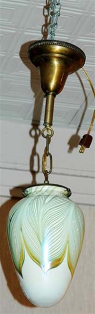 Unsigned Quezal Art Glass Stalactite Light Fixture