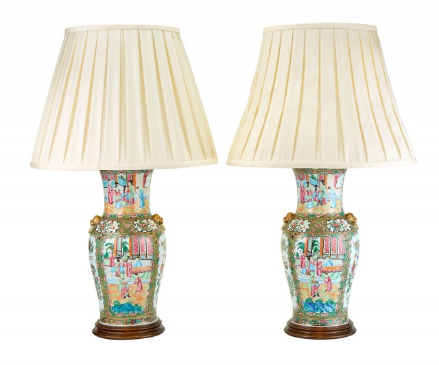 Pair of Rose Medallion Porcelain Vases