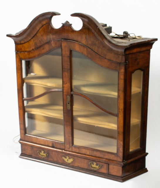 George II Inlaid Walnut Hanging Cabinet