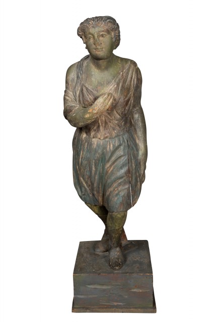 Painted Wood Figure of a Woman