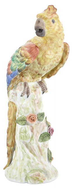 French Polychrome Decorated Ceramic Figure of Parrot