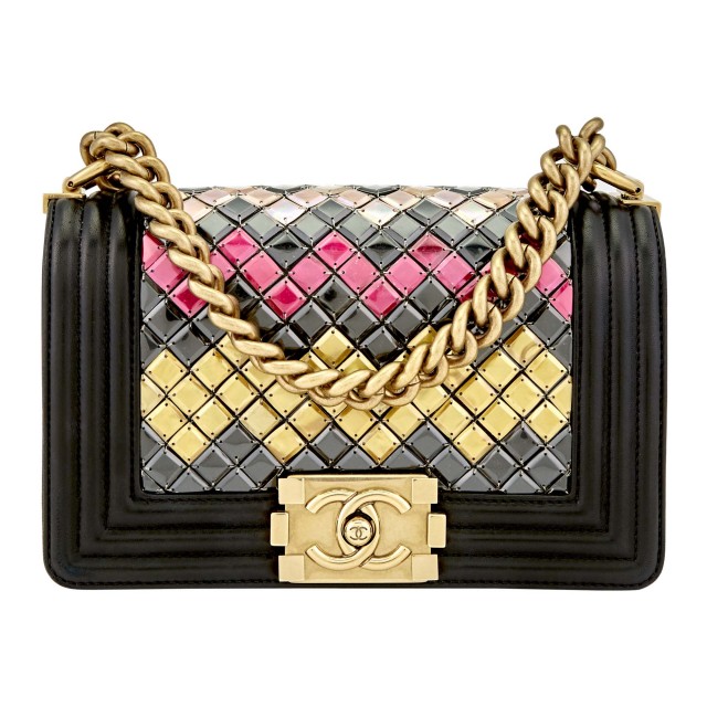 Chanel Black Lambskin 'Tile Brasserie Mosaic' Boy Bag