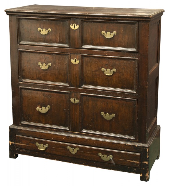 George II Walnut and Oak Chest of Drawers