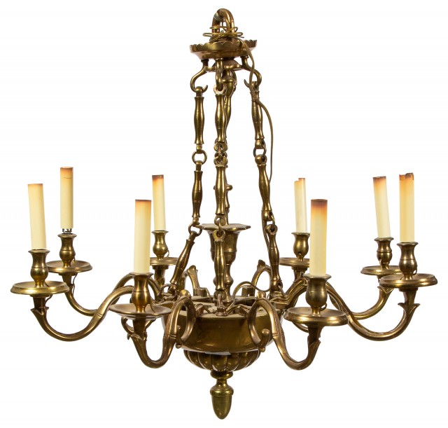 English Brass Eight-Light Chandelier