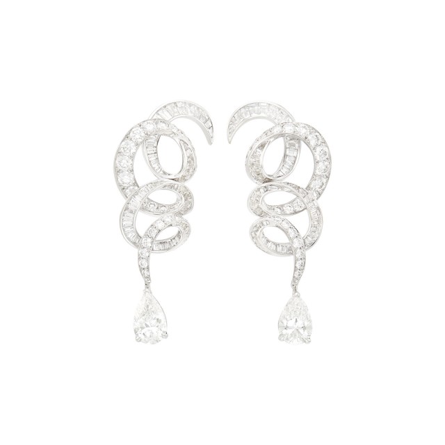 Graff Pair of White Gold and Diamond Pendant-Earrings