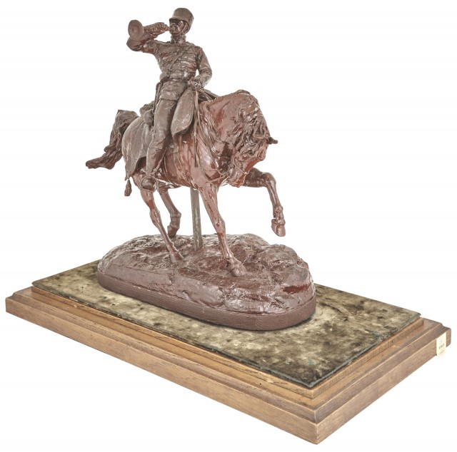 Russian Wax Figure of a Hussar Bugler