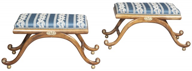 Pair of Regency Style Beechwood Stools