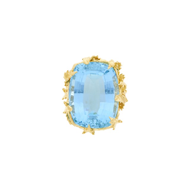 Gold and Aquamarine Ring